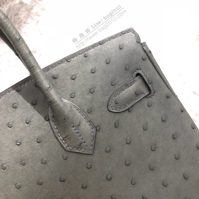 Hermes女包 愛馬仕Birkin30cm Hermes鉑金包 進口k級鴕鳥皮 手工蠟線縫製 Hermes鴕鳥皮手提女包  am1985